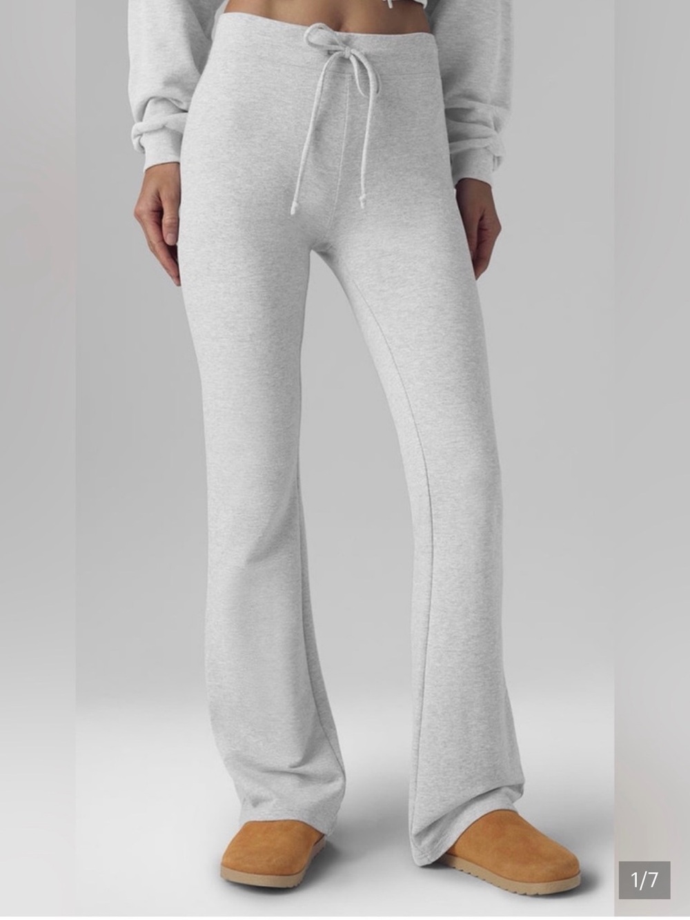ALO Yoga Light Heather Gray Flare Drawstring Sweatpants